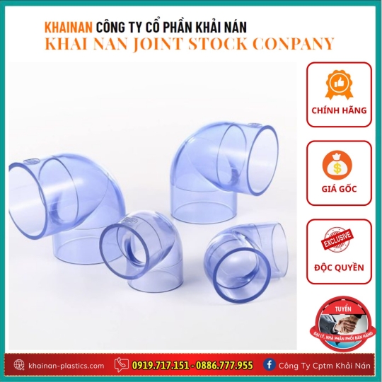 KHUỶU TAY 90° PVC TRONG SUỐT